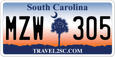 SC license plate MZW305