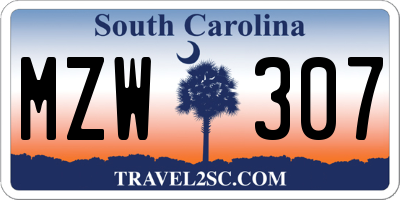 SC license plate MZW307