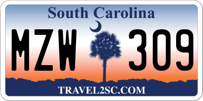 SC license plate MZW309
