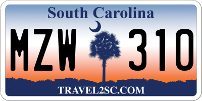 SC license plate MZW310