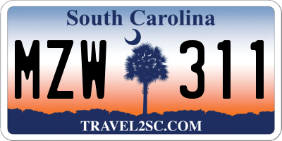 SC license plate MZW311