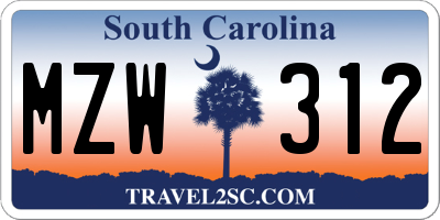 SC license plate MZW312