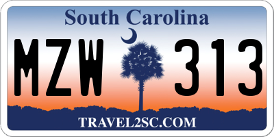 SC license plate MZW313