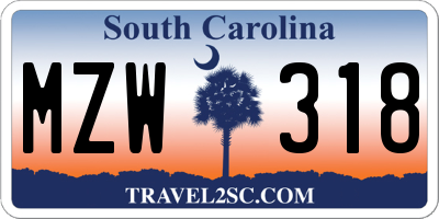 SC license plate MZW318