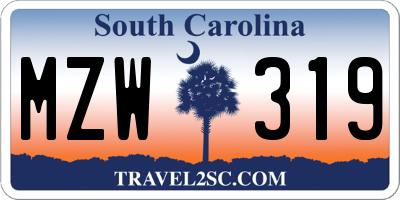 SC license plate MZW319
