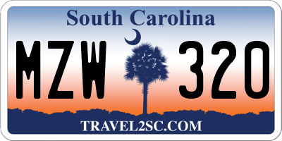 SC license plate MZW320