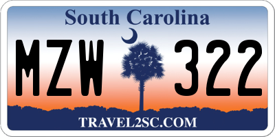SC license plate MZW322