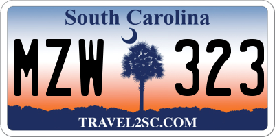 SC license plate MZW323