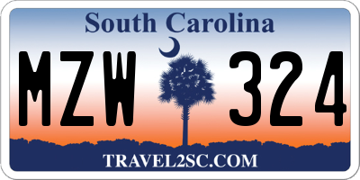 SC license plate MZW324