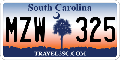 SC license plate MZW325