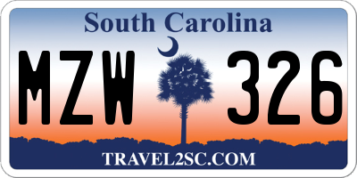 SC license plate MZW326