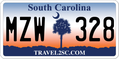 SC license plate MZW328