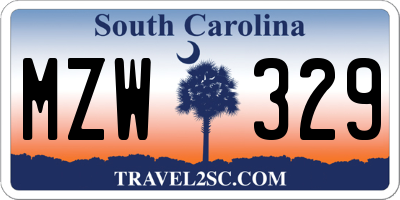 SC license plate MZW329