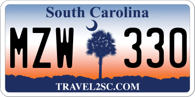 SC license plate MZW330