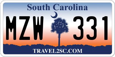 SC license plate MZW331