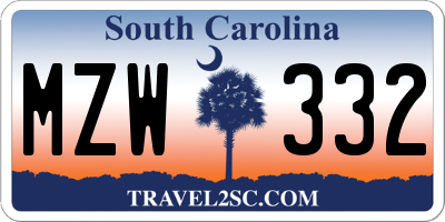 SC license plate MZW332
