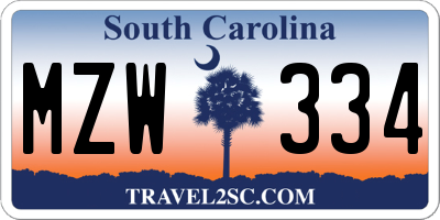 SC license plate MZW334