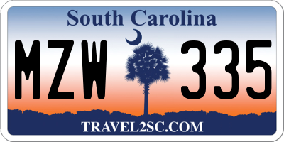 SC license plate MZW335