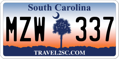 SC license plate MZW337