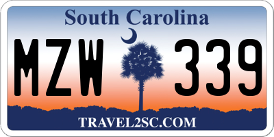 SC license plate MZW339