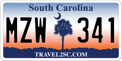 SC license plate MZW341