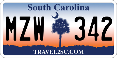 SC license plate MZW342