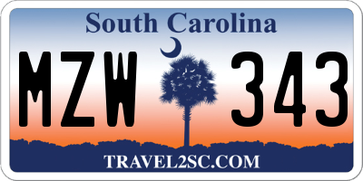 SC license plate MZW343