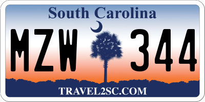 SC license plate MZW344