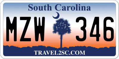 SC license plate MZW346