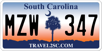 SC license plate MZW347