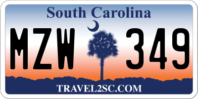 SC license plate MZW349