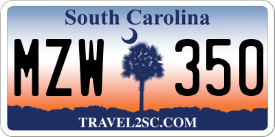 SC license plate MZW350