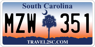 SC license plate MZW351