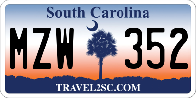 SC license plate MZW352