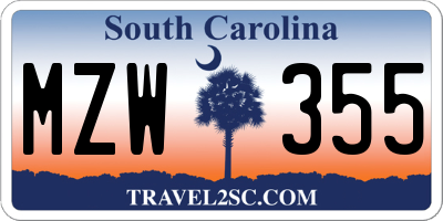 SC license plate MZW355