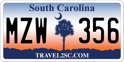 SC license plate MZW356