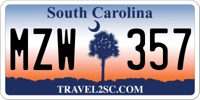 SC license plate MZW357