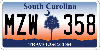 SC license plate MZW358