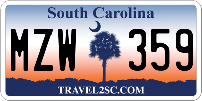 SC license plate MZW359