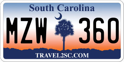SC license plate MZW360