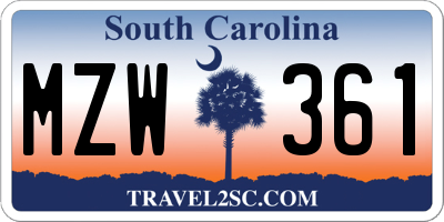 SC license plate MZW361