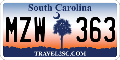 SC license plate MZW363