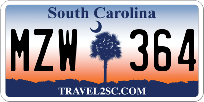 SC license plate MZW364