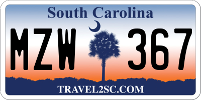 SC license plate MZW367