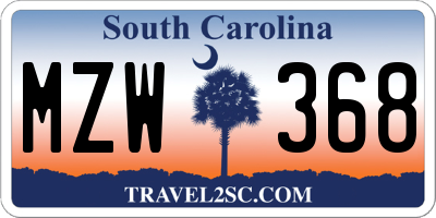 SC license plate MZW368