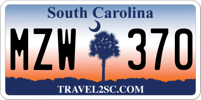 SC license plate MZW370