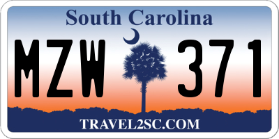 SC license plate MZW371