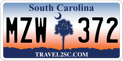 SC license plate MZW372