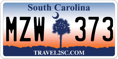 SC license plate MZW373