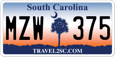 SC license plate MZW375